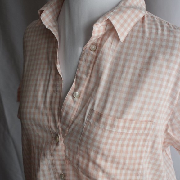 Aerie Pink & White Checkered PJ Shirt - Picture 2 of 4